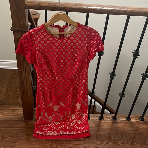 Red fancy cocktail dress, size Xs. Flattering fit. New tags still on. - Picture 1 of 4